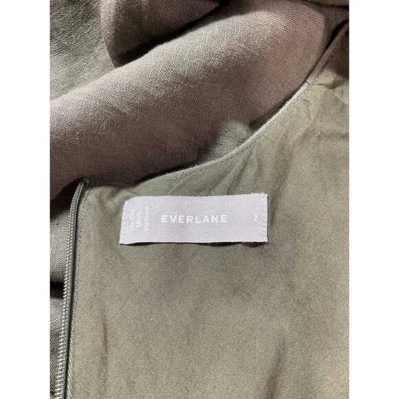 Everlane 'The Linen' Green Bias Cut Dress Size 2 - Picture 4 of 5